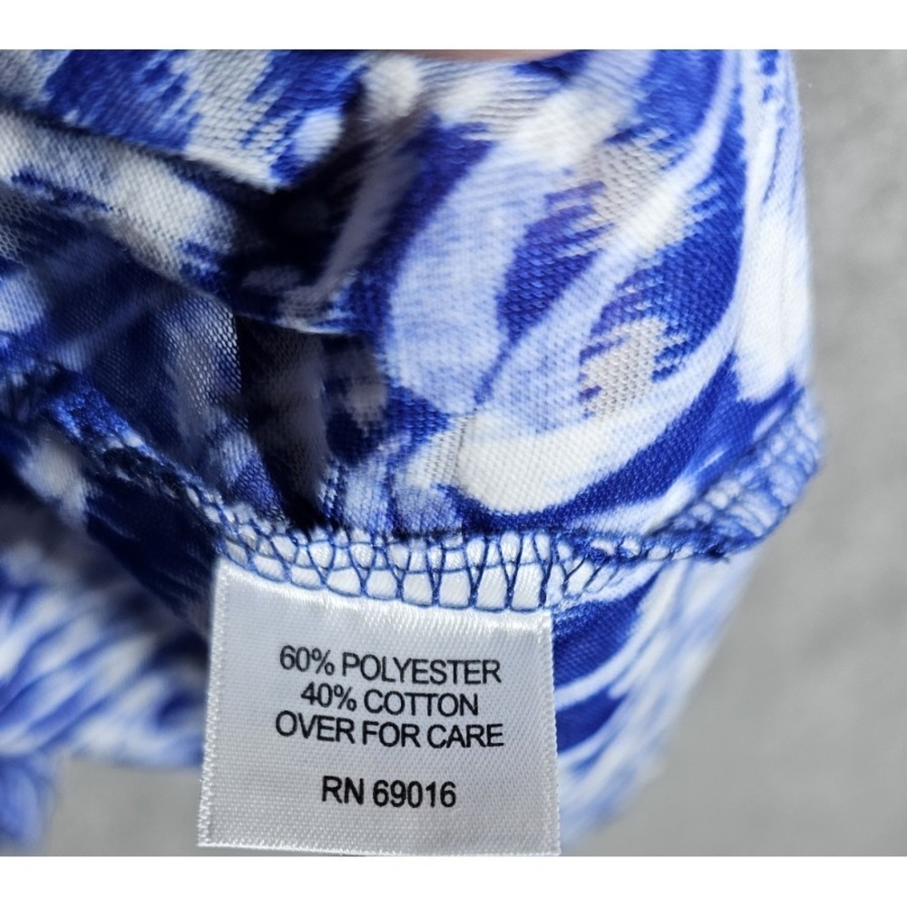 Relativity Sheer Top Womens Size 2X Blue White Floral V-Neck Short Sleeve New - Picture 4 of 9